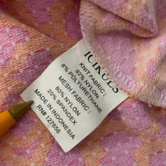 Icikuls UPF 50+ mock neck 1/4 zip top pink orange mosaic long sleeve Size Small - Picture 9 of 12